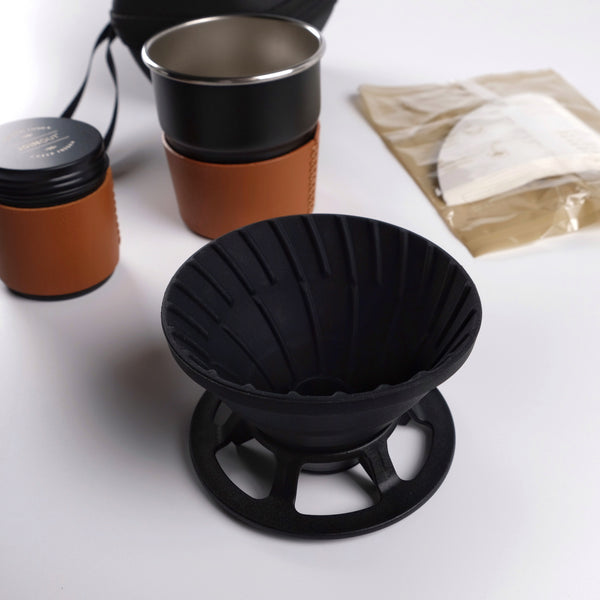 Collapsible Coffee Dripper Set V60 Shape 01 - Black